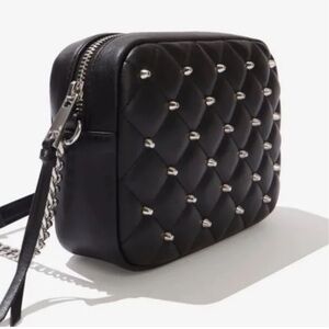 Rebecca Minkoff Black and Silver Quilted Crossbody Bag in Vegan Leather NWOT